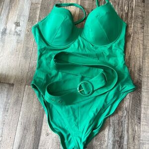 1x joe fresh Green One-Piece Swimsuit with Belt NWOT